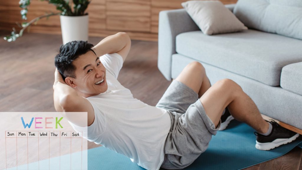 筋トレの初心者が自宅で鍛える1週間メニュー。